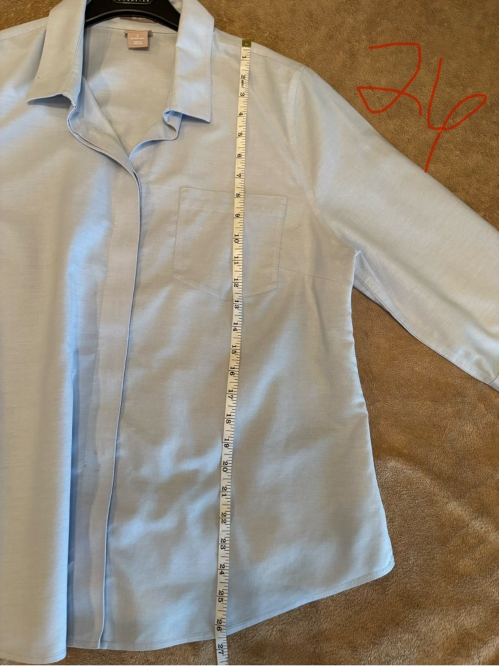 Chico’s No Iron Light Blue Button-Up Shirt Size 2 (12-14) - Picture 4 of 9